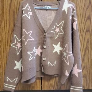Brown Star Patterned Sweater